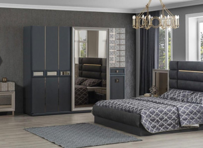 Luxury Bedroom Double bed Gray Suite Set 4pcs Modern Bed new